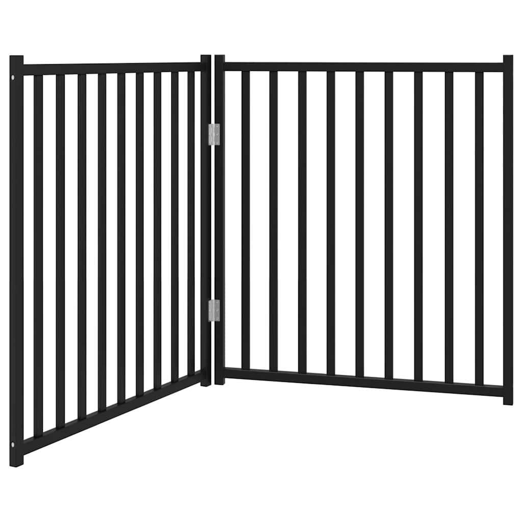 Cancello Cani Pieghevole 2 Pannelli Nero 160 cm Massello Abete — miniatura 2 di 8