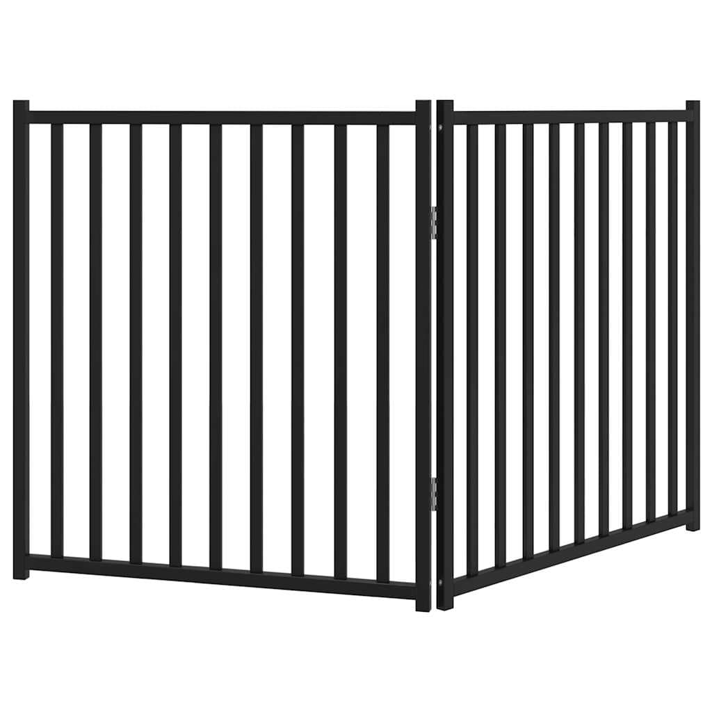 Cancello Cani Pieghevole 2 Pannelli Nero 160 cm Massello Abete — miniatura 5 di 8