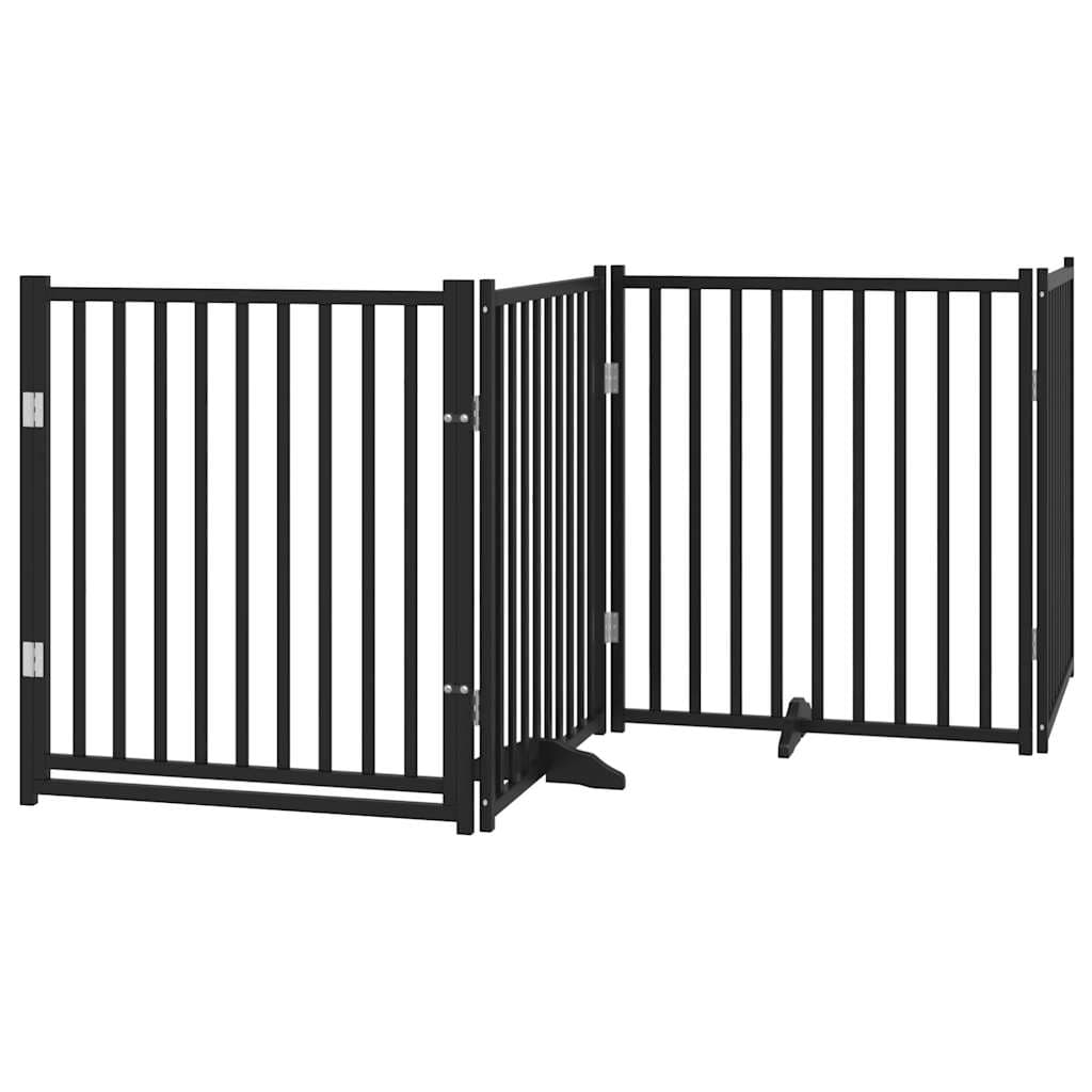Cancello Cani Pieghevole Nero 4 Pannelli 320 cm Massello Abete — miniatura 2 di 10
