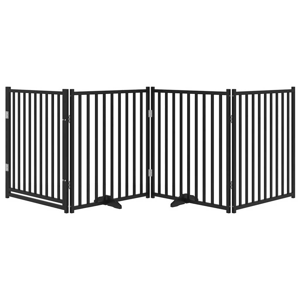 Cancello Cani Pieghevole Nero 4 Pannelli 320 cm Massello Abete — miniatura 3 di 10
