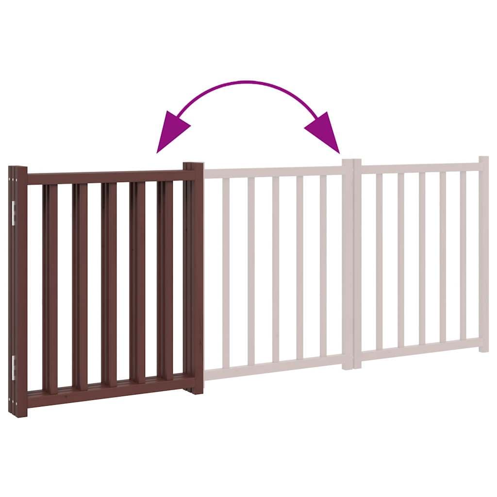 Cancello Cani Pieghevole 3Pannelli Marrone 150cm Massello Abete — miniatura 6 di 8