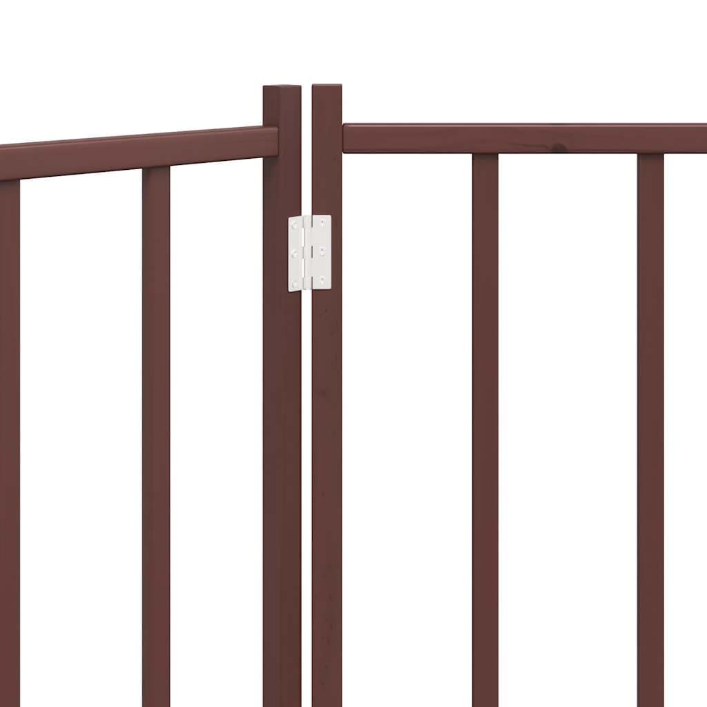 Cancello Cani Pieghevole 3Pannelli Marrone 150cm Massello Abete — miniatura 7 di 8