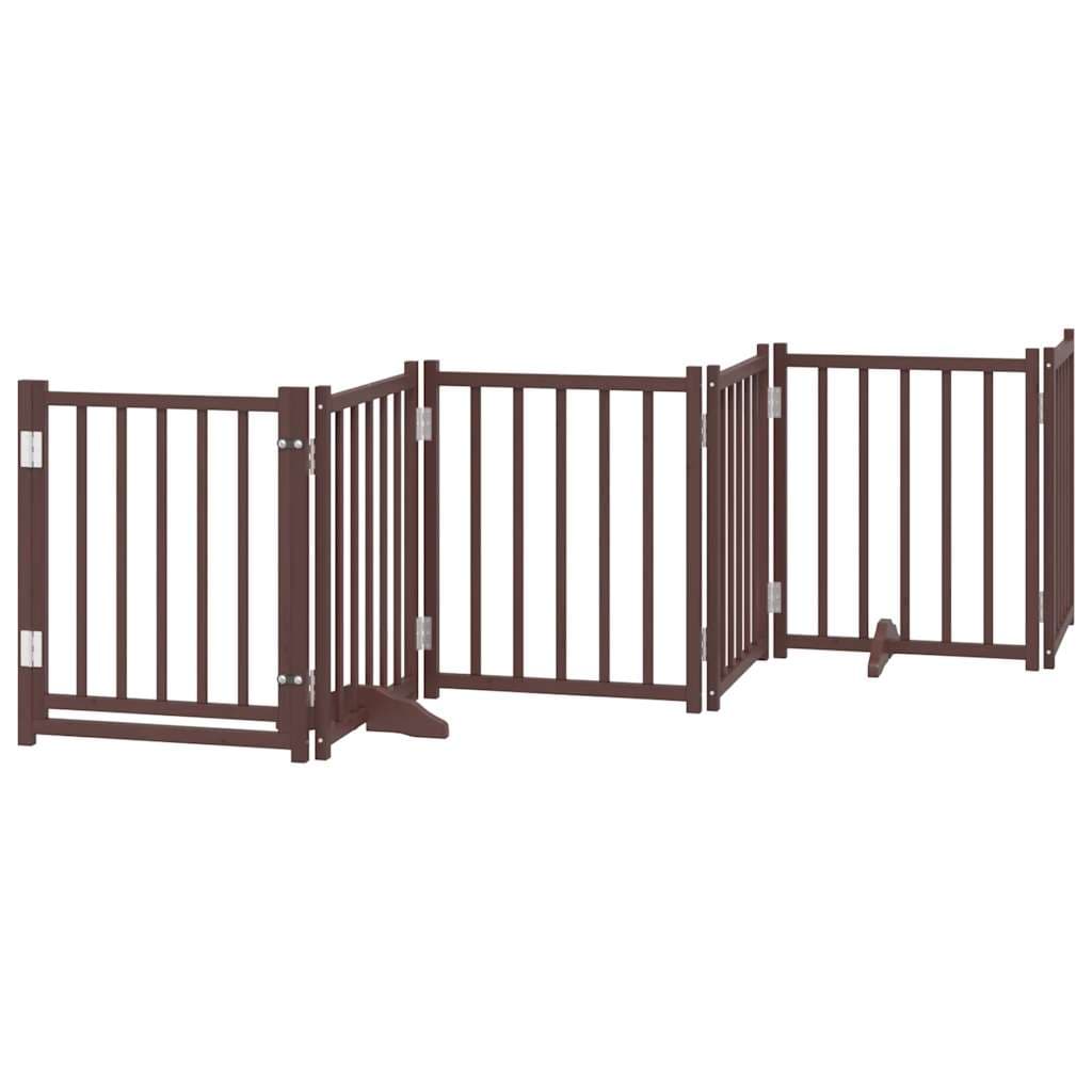 Cancello Cani Pieghevole Marrone 6Pannelli 300cm Massello Abete — miniatura 2 di 10