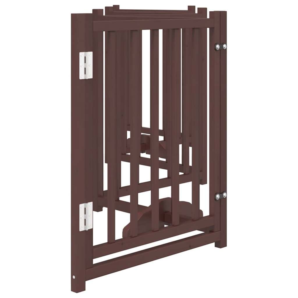 Cancello Cani Pieghevole Marrone 6Pannelli 300cm Massello Abete — miniatura 4 di 10