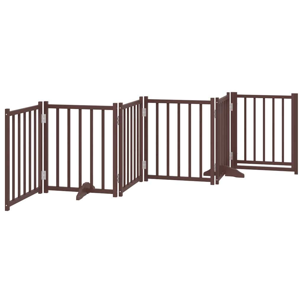 Cancello Cani Pieghevole Marrone 6Pannelli 300cm Massello Abete — miniatura 5 di 10