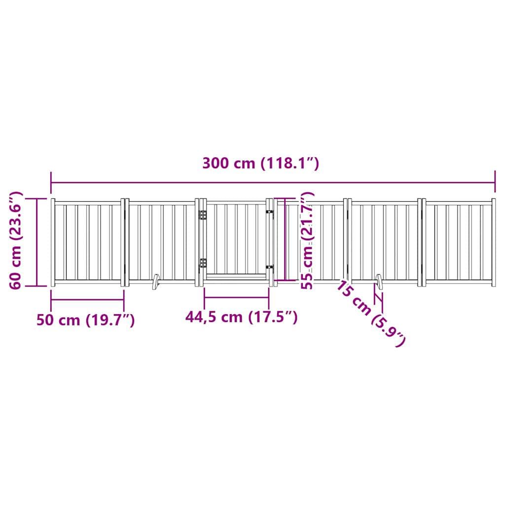 Cancello Cani Pieghevole Marrone 6Pannelli 300cm Massello Abete — miniatura 10 di 10