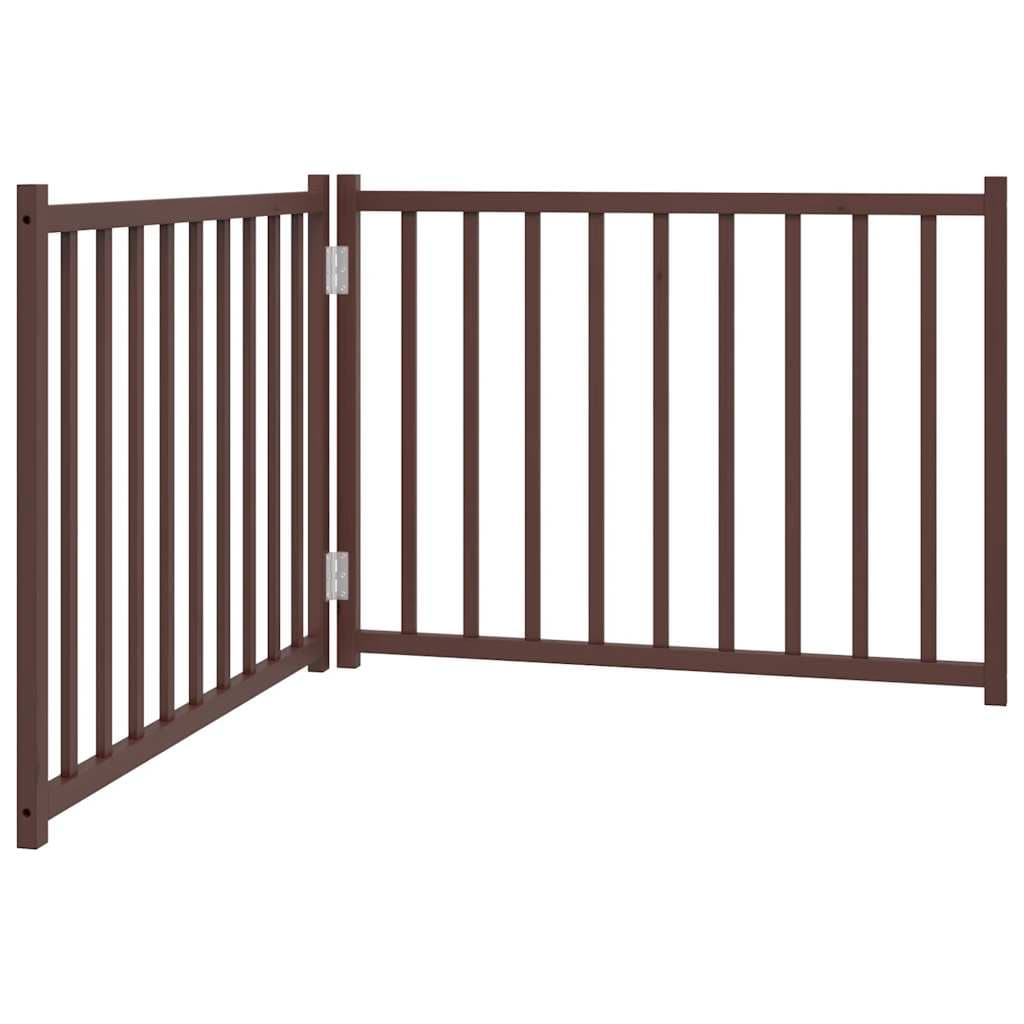 Cancello Cani Pieghevole 2Pannelli Marrone 160cm Massello Abete — miniatura 2 di 8