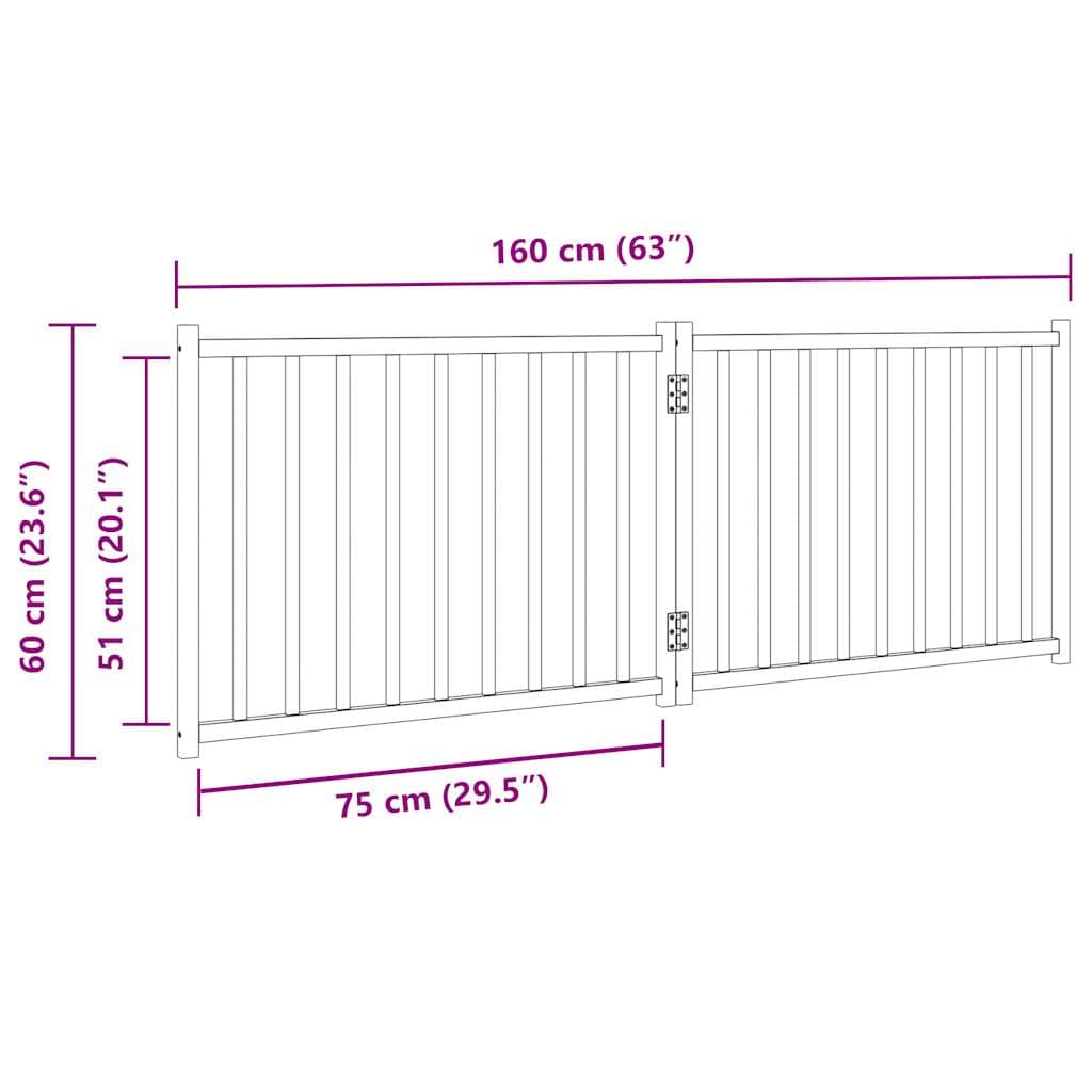 Cancello Cani Pieghevole 2Pannelli Marrone 160cm Massello Abete — miniatura 8 di 8