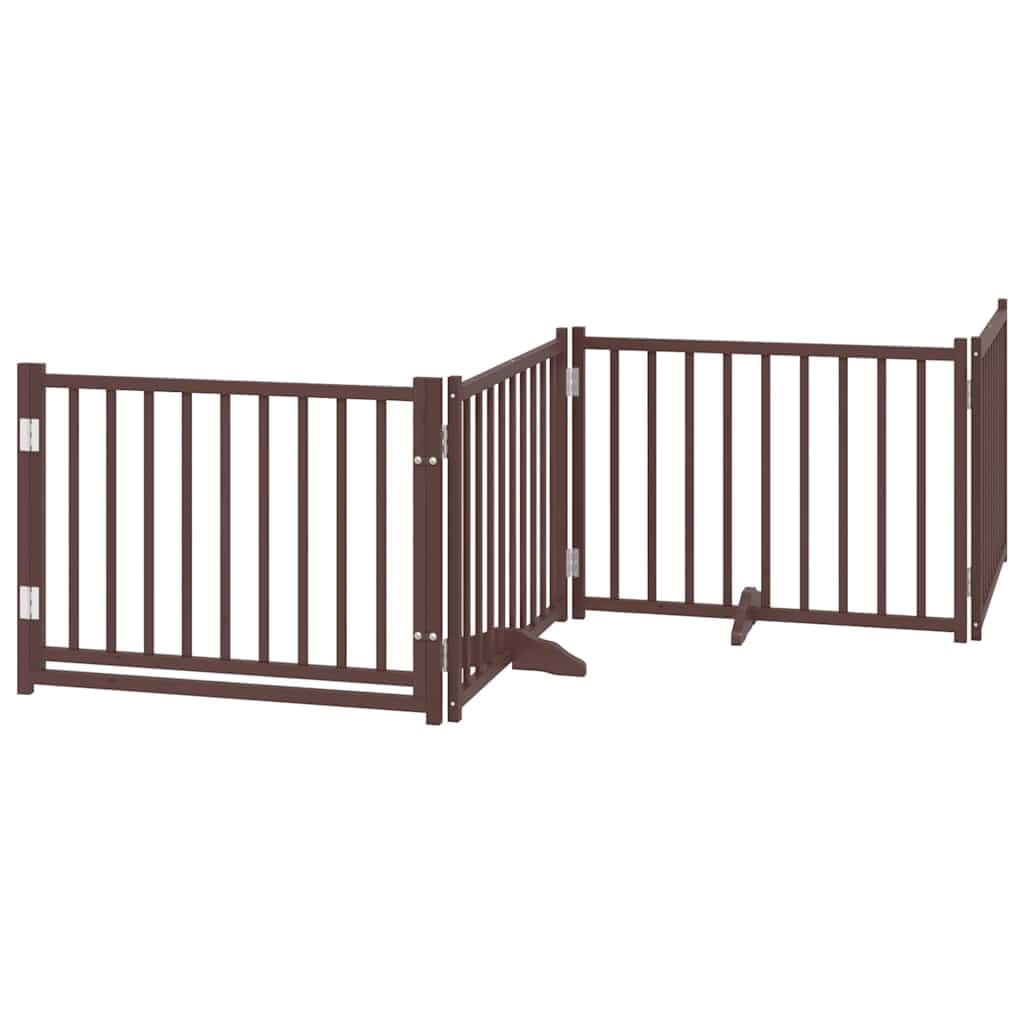 Cancello Cani Pieghevole Marrone 4Pannelli 320cm Massello Abete — miniatura 2 di 10