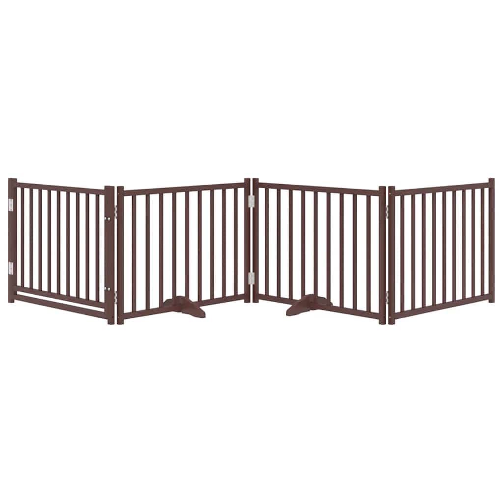 Cancello Cani Pieghevole Marrone 4Pannelli 320cm Massello Abete — miniatura 3 di 10