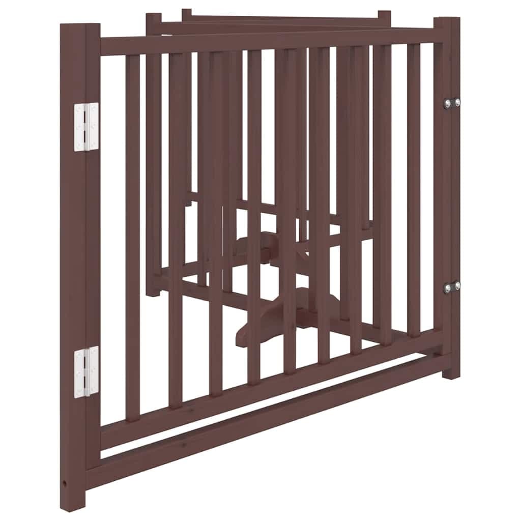 Cancello Cani Pieghevole Marrone 4Pannelli 320cm Massello Abete — miniatura 4 di 10