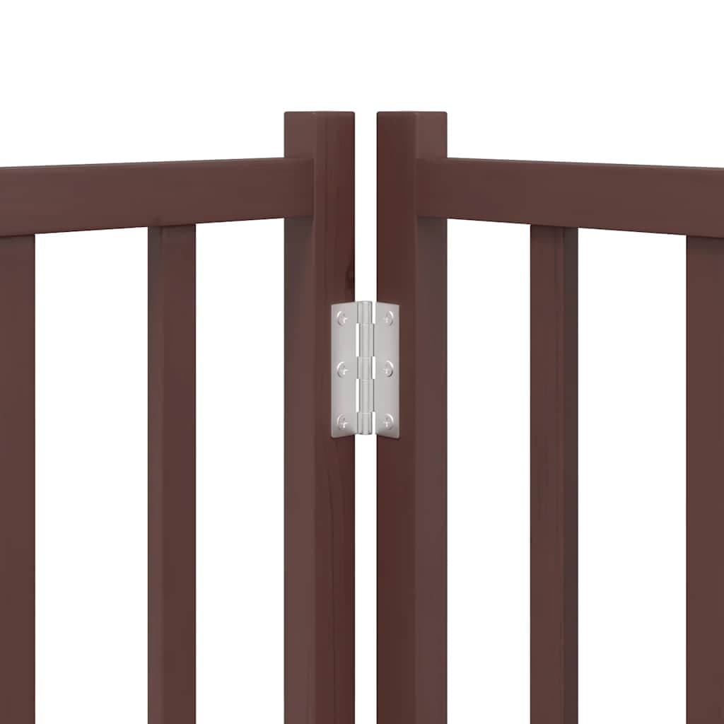 Cancello Cani Pieghevole Marrone 4Pannelli 320cm Massello Abete — miniatura 9 di 10