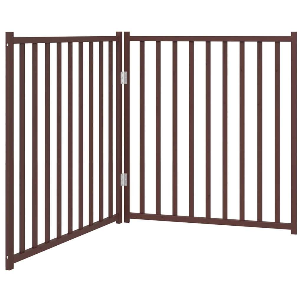 Cancello Cani Pieghevole 2Pannelli Marrone 160cm Massello Abete — miniatura 2 di 8