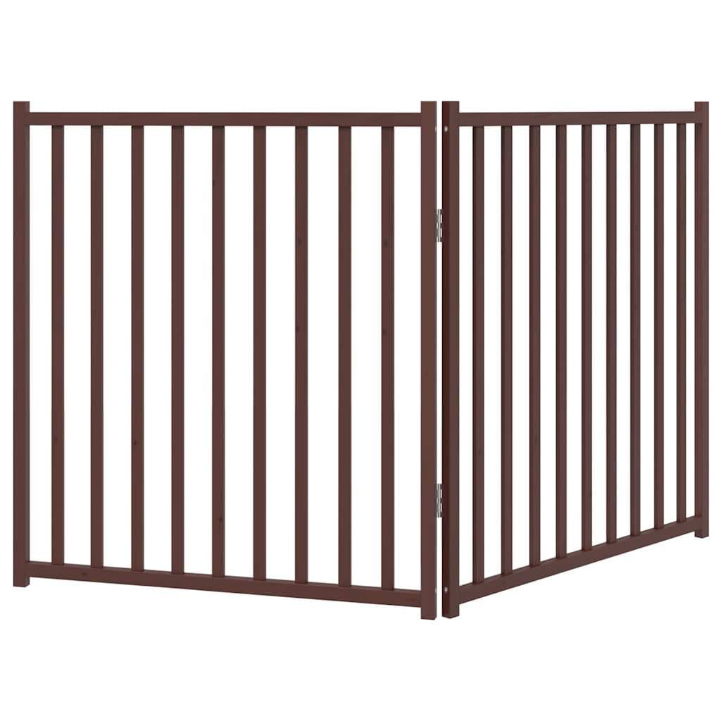 Cancello Cani Pieghevole 2Pannelli Marrone 160cm Massello Abete — miniatura 5 di 8
