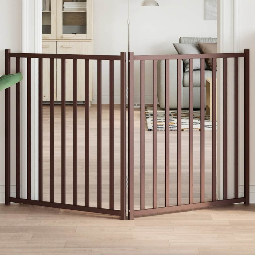 Cancello Cani Pieghevole 2Pannelli Marrone 160cm Massello Abete — miniatura 1 di 8