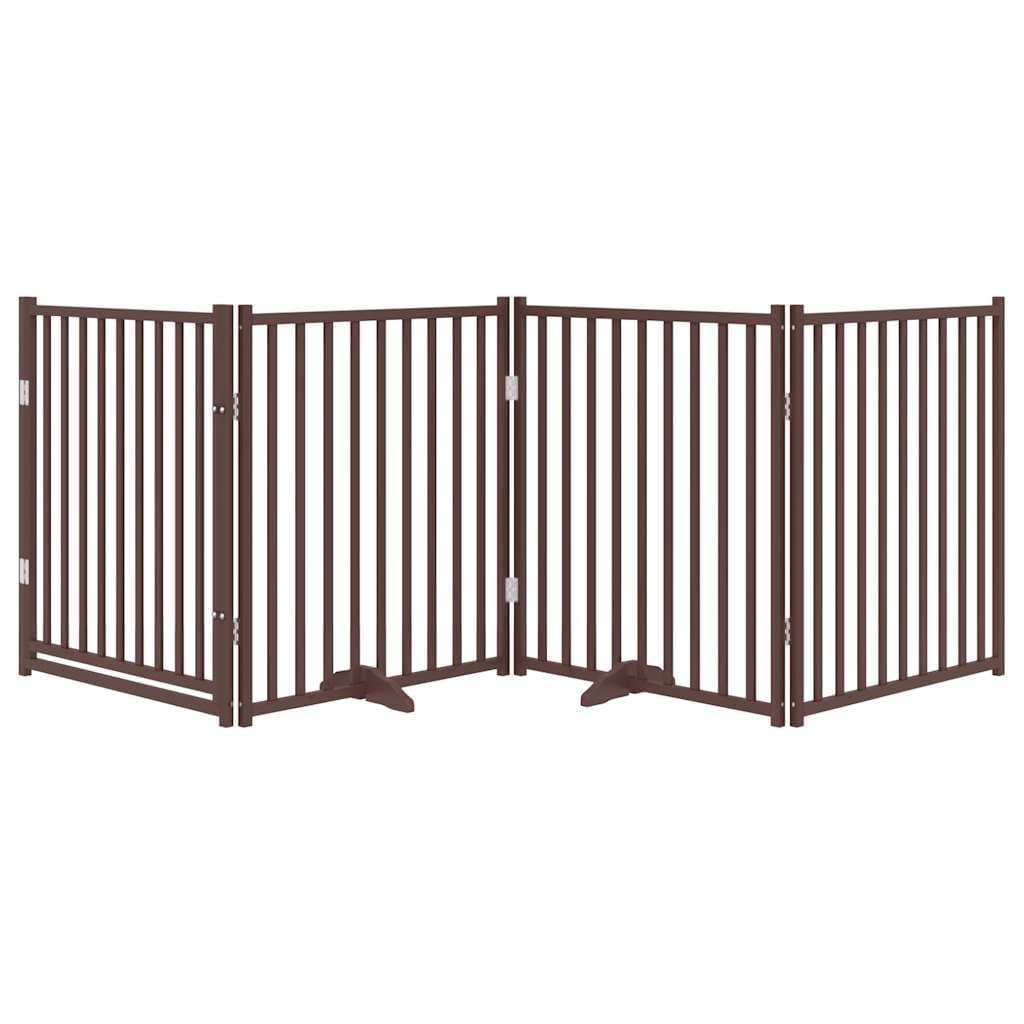 Cancello Cani Pieghevole Marrone 4Pannelli 320cm Massello Abete — miniatura 3 di 10