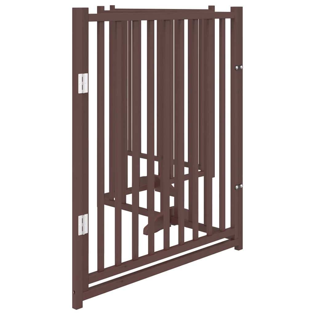 Cancello Cani Pieghevole Marrone 4Pannelli 320cm Massello Abete — miniatura 4 di 10