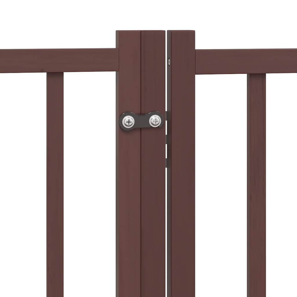 Cancello Cani Pieghevole Marrone 4Pannelli 320cm Massello Abete — miniatura 8 di 10
