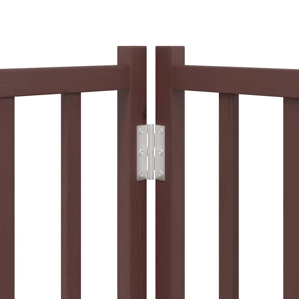 Cancello Cani Pieghevole Marrone 4Pannelli 320cm Massello Abete — miniatura 9 di 10