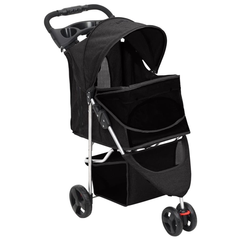 Passeggino per Cani Pieghevole Nero 80x46x98cm Tessuto Oxford — miniatura 2 di 11