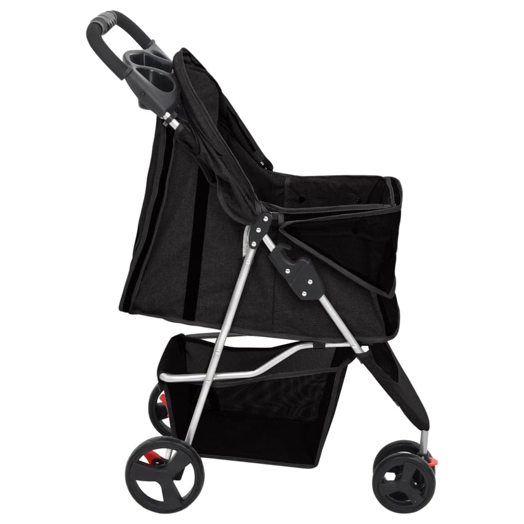 Passeggino per Cani Pieghevole Nero 80x46x98cm Tessuto Oxford — miniatura 3 di 11