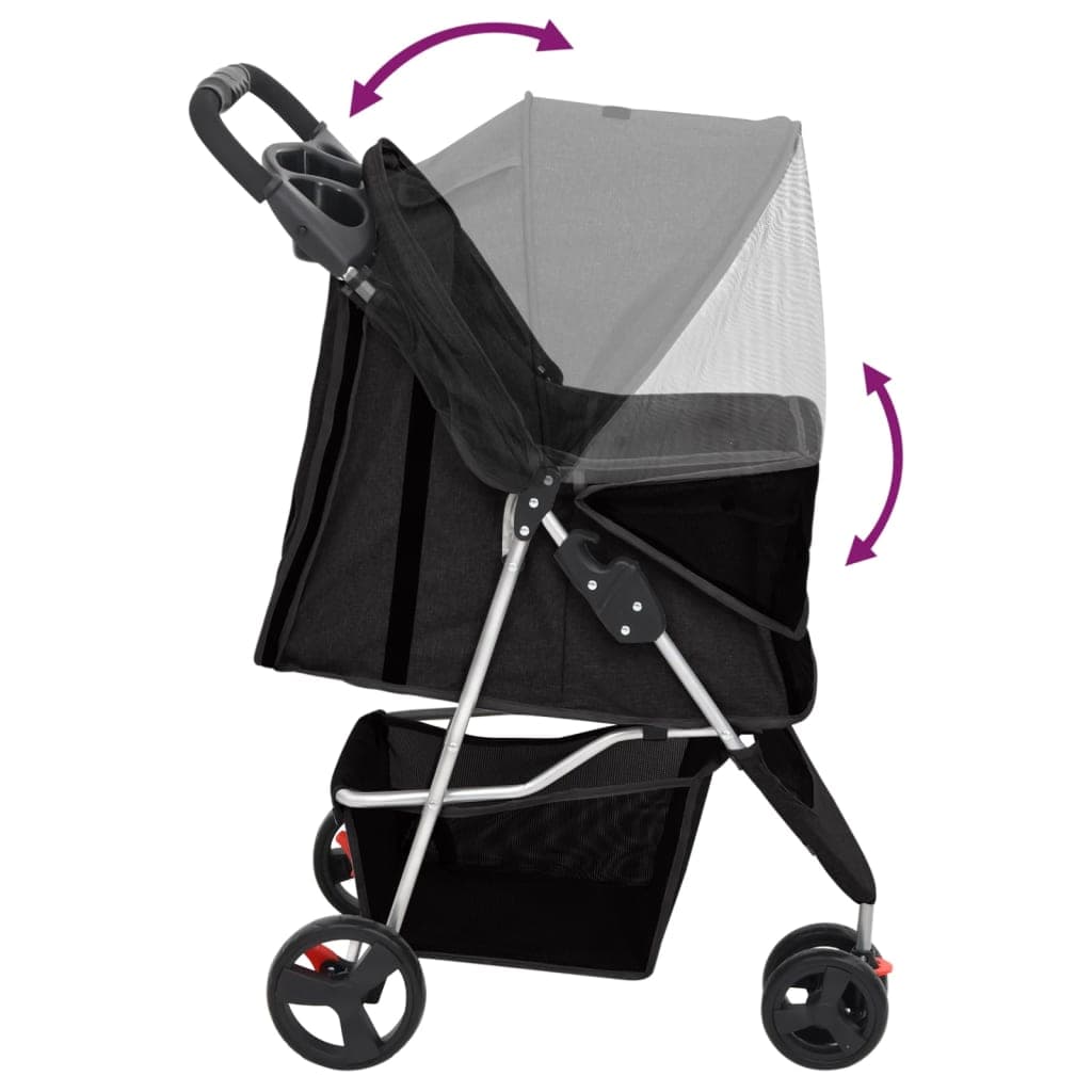 Passeggino per Cani Pieghevole Nero 80x46x98cm Tessuto Oxford — miniatura 4 di 11