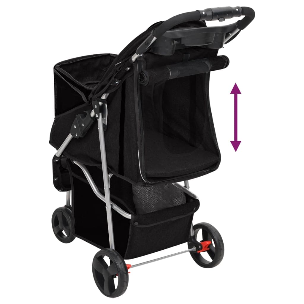 Passeggino per Cani Pieghevole Nero 80x46x98cm Tessuto Oxford — miniatura 5 di 11
