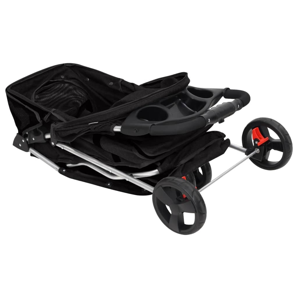 Passeggino per Cani Pieghevole Nero 80x46x98cm Tessuto Oxford — miniatura 6 di 11