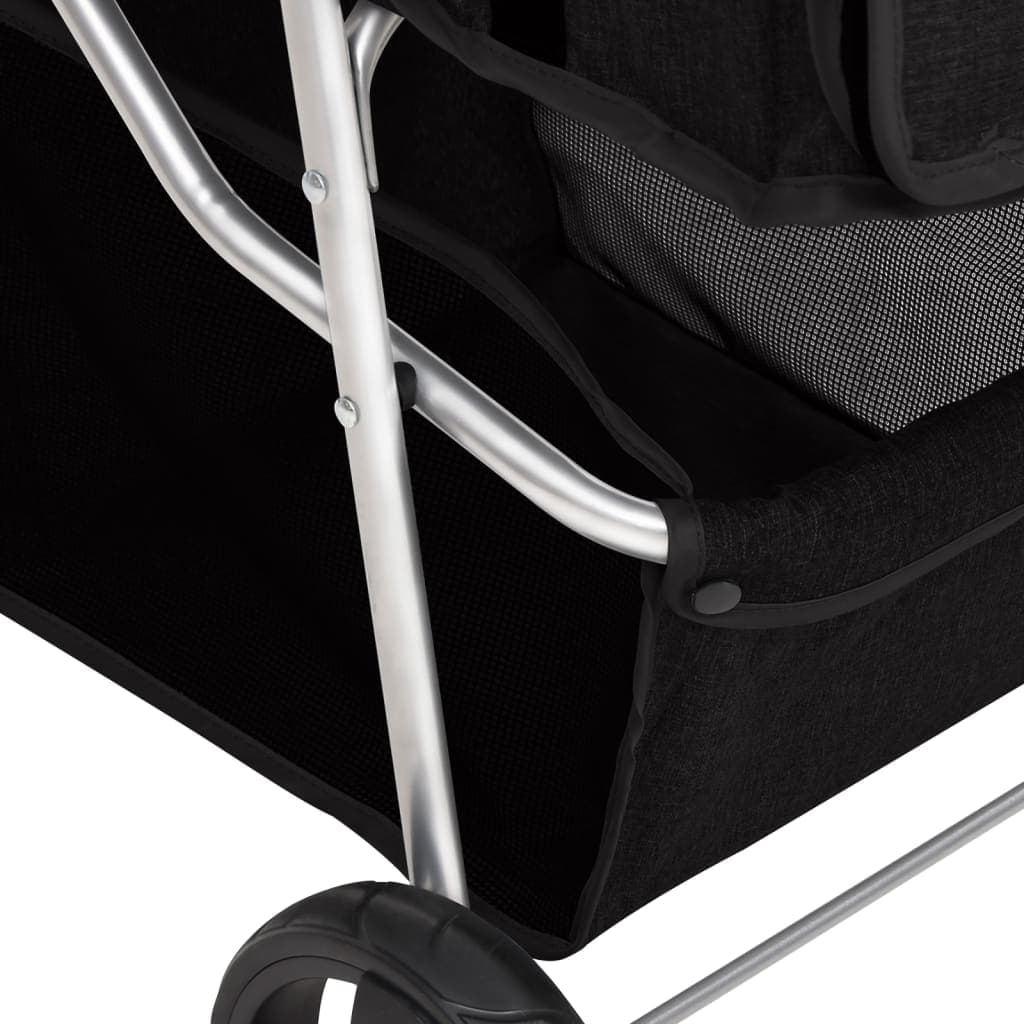 Passeggino per Cani Pieghevole Nero 80x46x98cm Tessuto Oxford — miniatura 8 di 11
