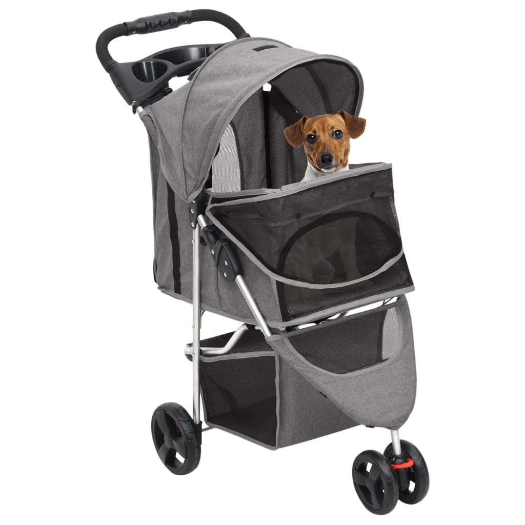 Passeggino per Cani Pieghevole Grigio 80x46x98cm Tessuto Oxford — miniatura 1 di 11
