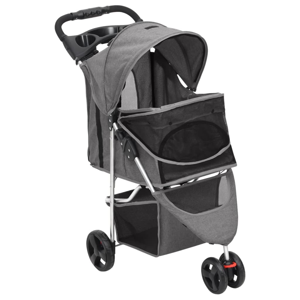 Passeggino per Cani Pieghevole Grigio 80x46x98cm Tessuto Oxford — miniatura 2 di 11