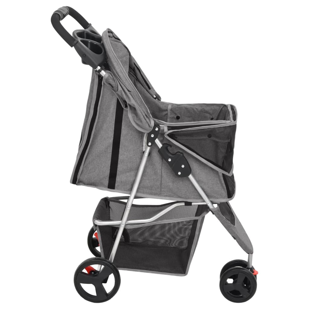 Passeggino per Cani Pieghevole Grigio 80x46x98cm Tessuto Oxford — miniatura 3 di 11
