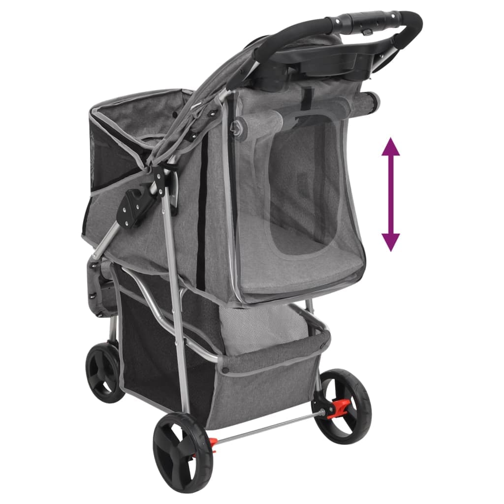 Passeggino per Cani Pieghevole Grigio 80x46x98cm Tessuto Oxford — miniatura 5 di 11
