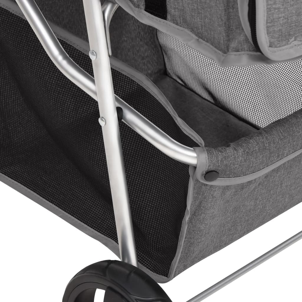 Passeggino per Cani Pieghevole Grigio 80x46x98cm Tessuto Oxford — miniatura 8 di 11