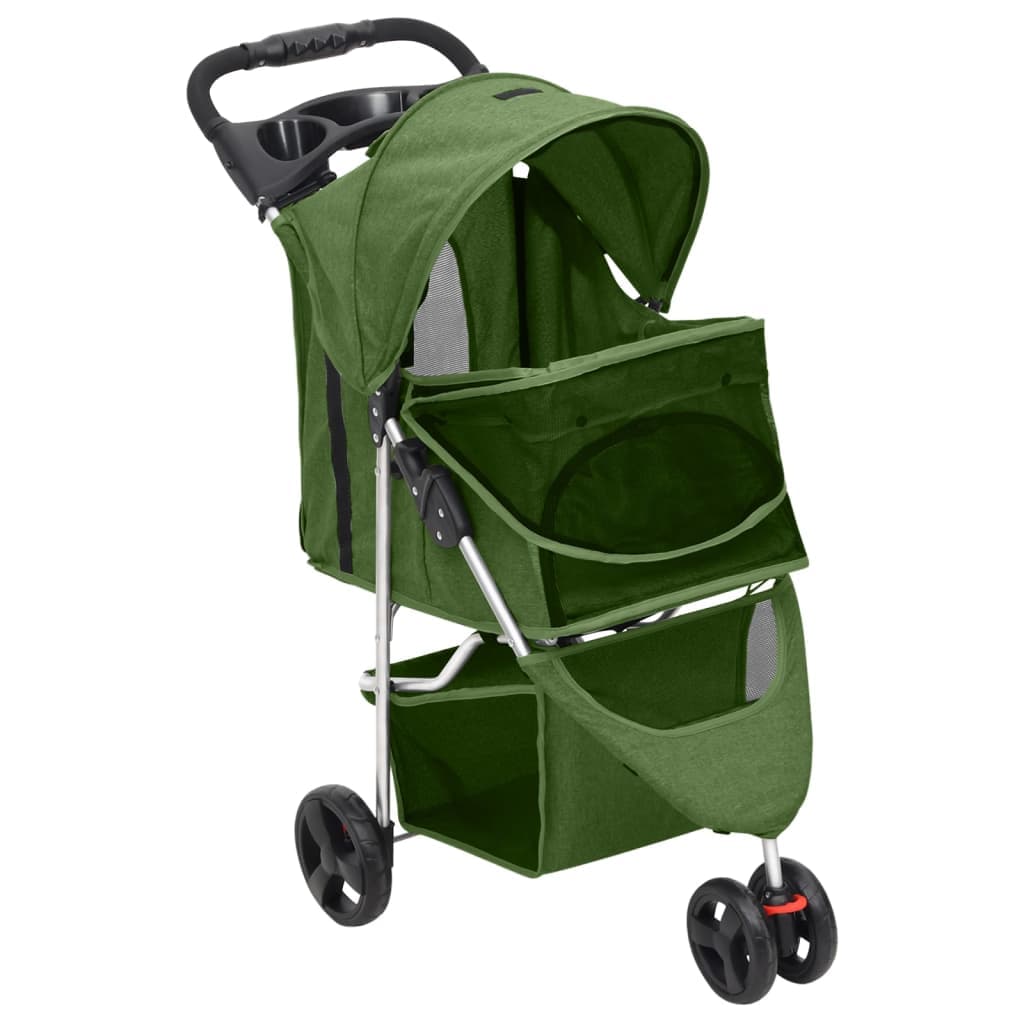 Passeggino per Cani Pieghevole Verde 80x46x98cm Tessuto Oxford — miniatura 2 di 11