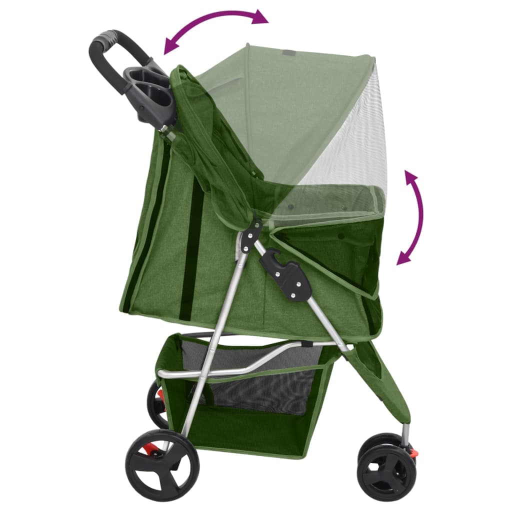 Passeggino per Cani Pieghevole Verde 80x46x98cm Tessuto Oxford — miniatura 4 di 11