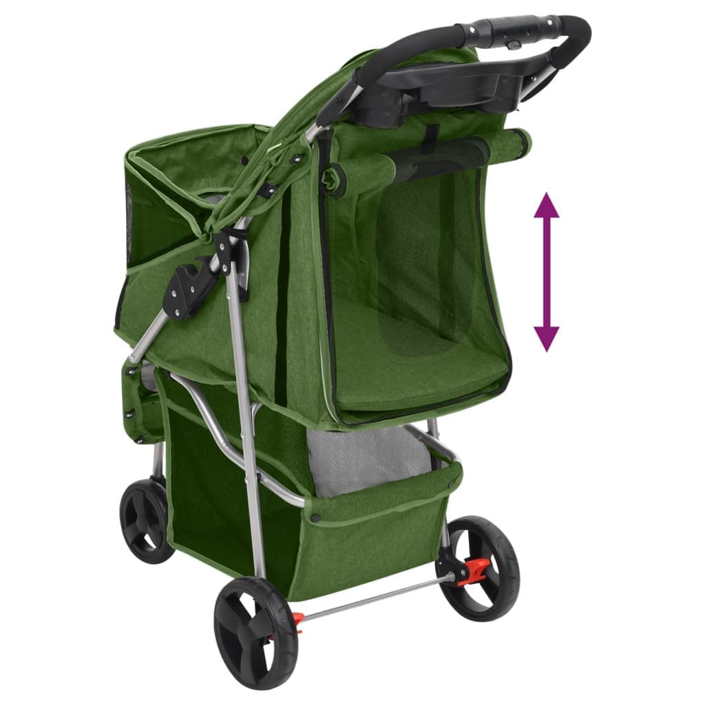 Passeggino per Cani Pieghevole Verde 80x46x98cm Tessuto Oxford — miniatura 5 di 11