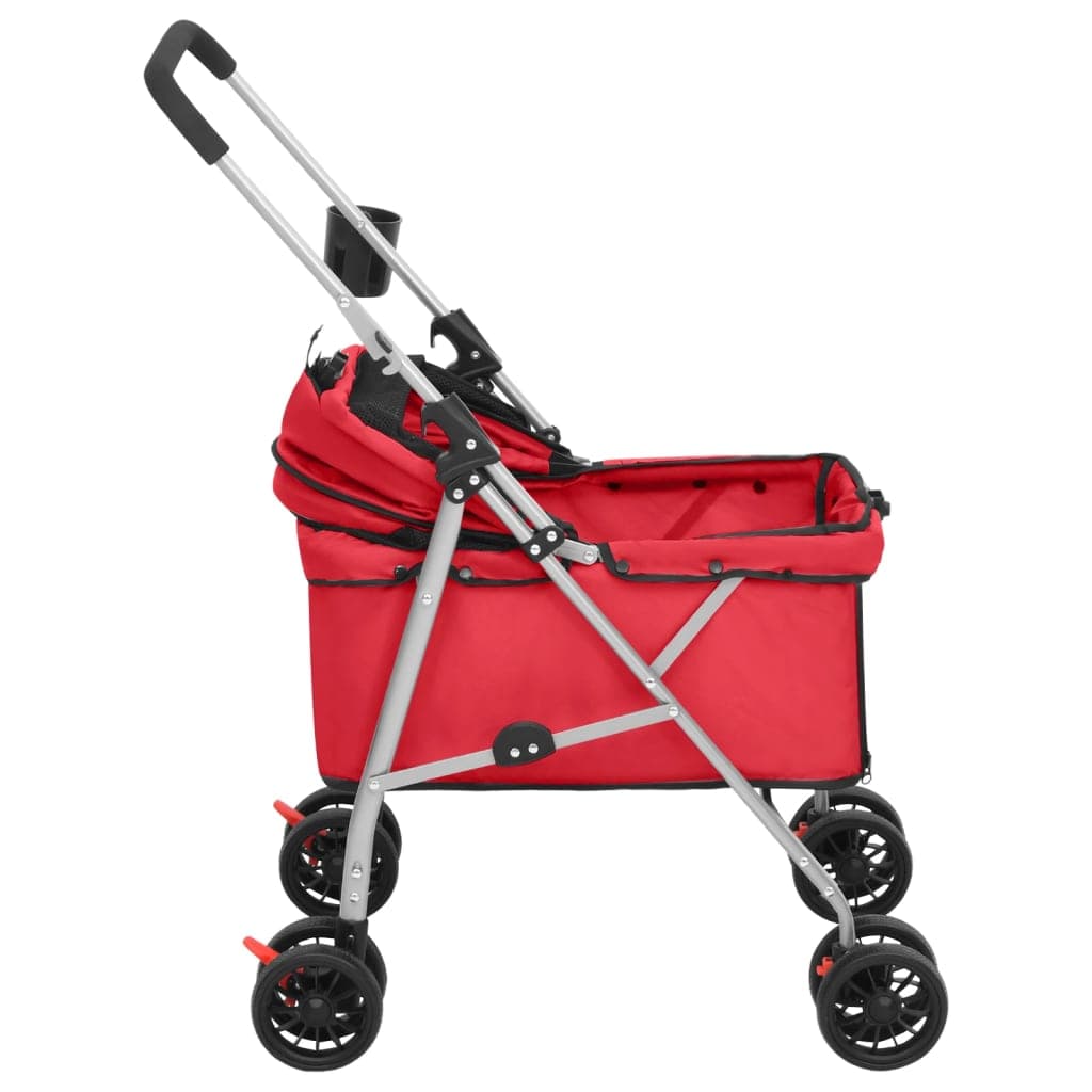 Passeggino per Cani Pieghevole Rosso 76x50x100cm Tessuto Oxford — miniatura 4 di 11