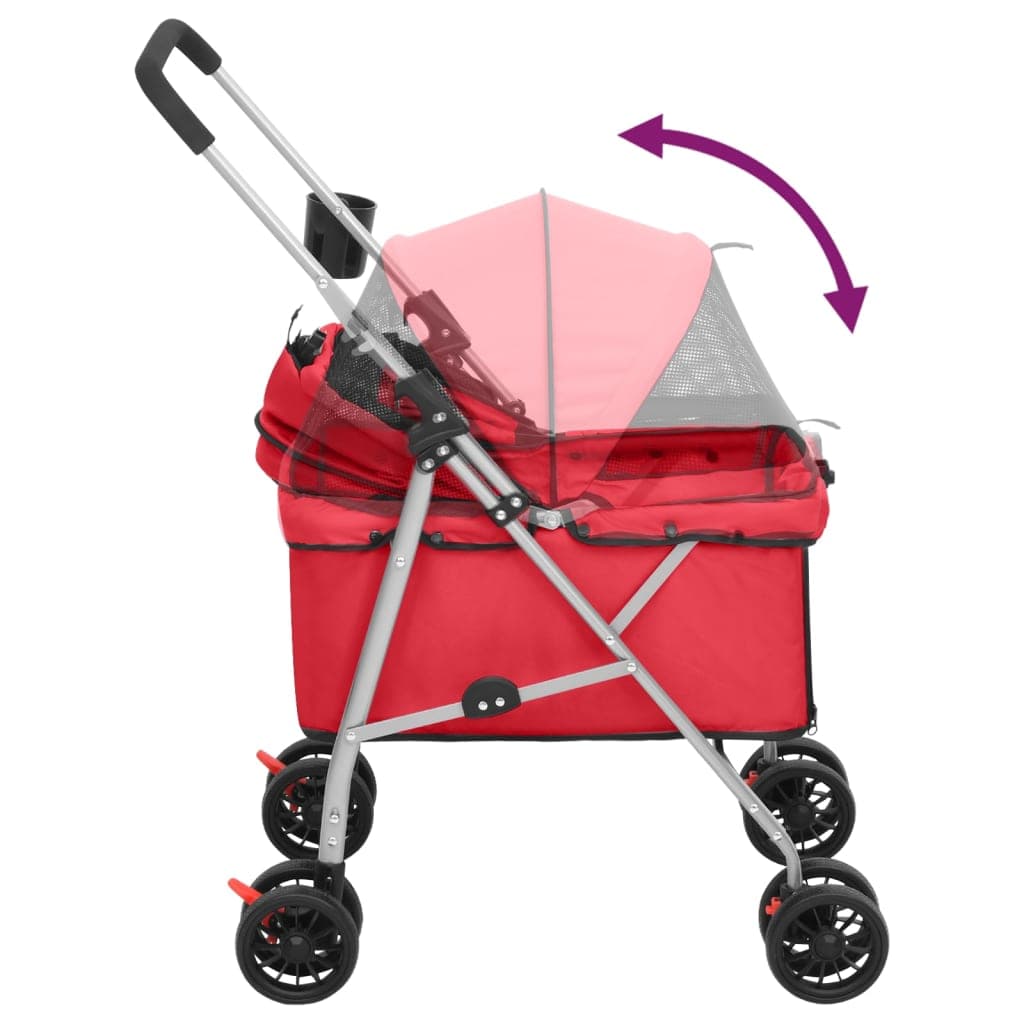 Passeggino per Cani Pieghevole Rosso 76x50x100cm Tessuto Oxford — miniatura 5 di 11