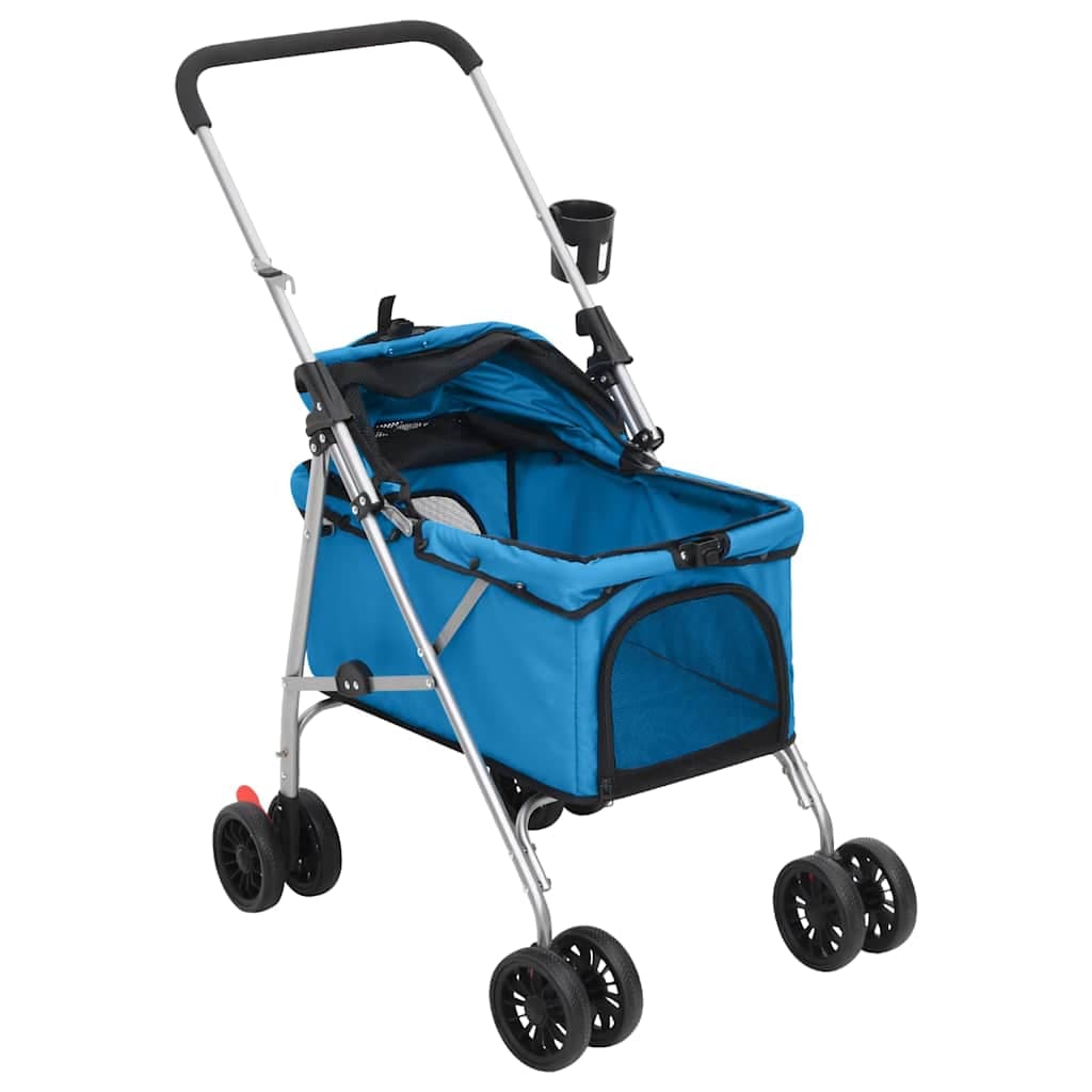 Passeggino per Cani Pieghevole Blu 76x50x100cm Tessuto Oxford — miniatura 3 di 11
