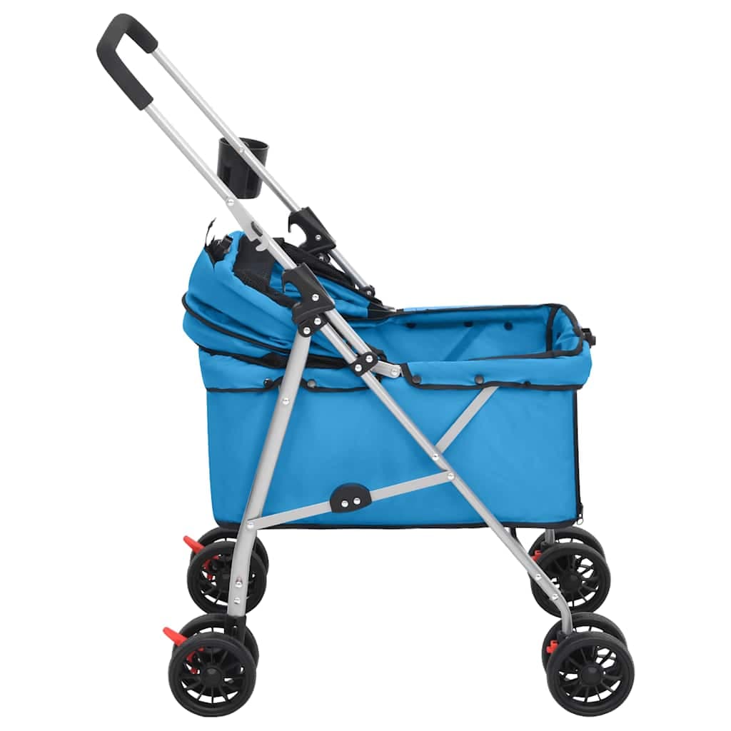 Passeggino per Cani Pieghevole Blu 76x50x100cm Tessuto Oxford — miniatura 4 di 11
