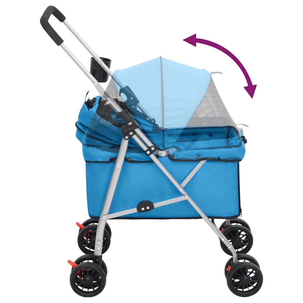 Passeggino per Cani Pieghevole Blu 76x50x100cm Tessuto Oxford — miniatura 5 di 11