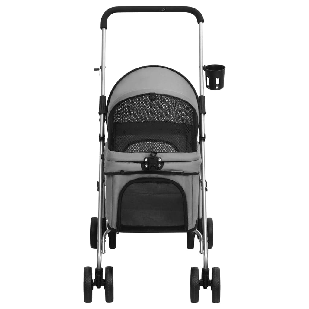 Passeggino Cani Pieghevole Grigio 76x50x100cm Tessuto Oxford — miniatura 2 di 11