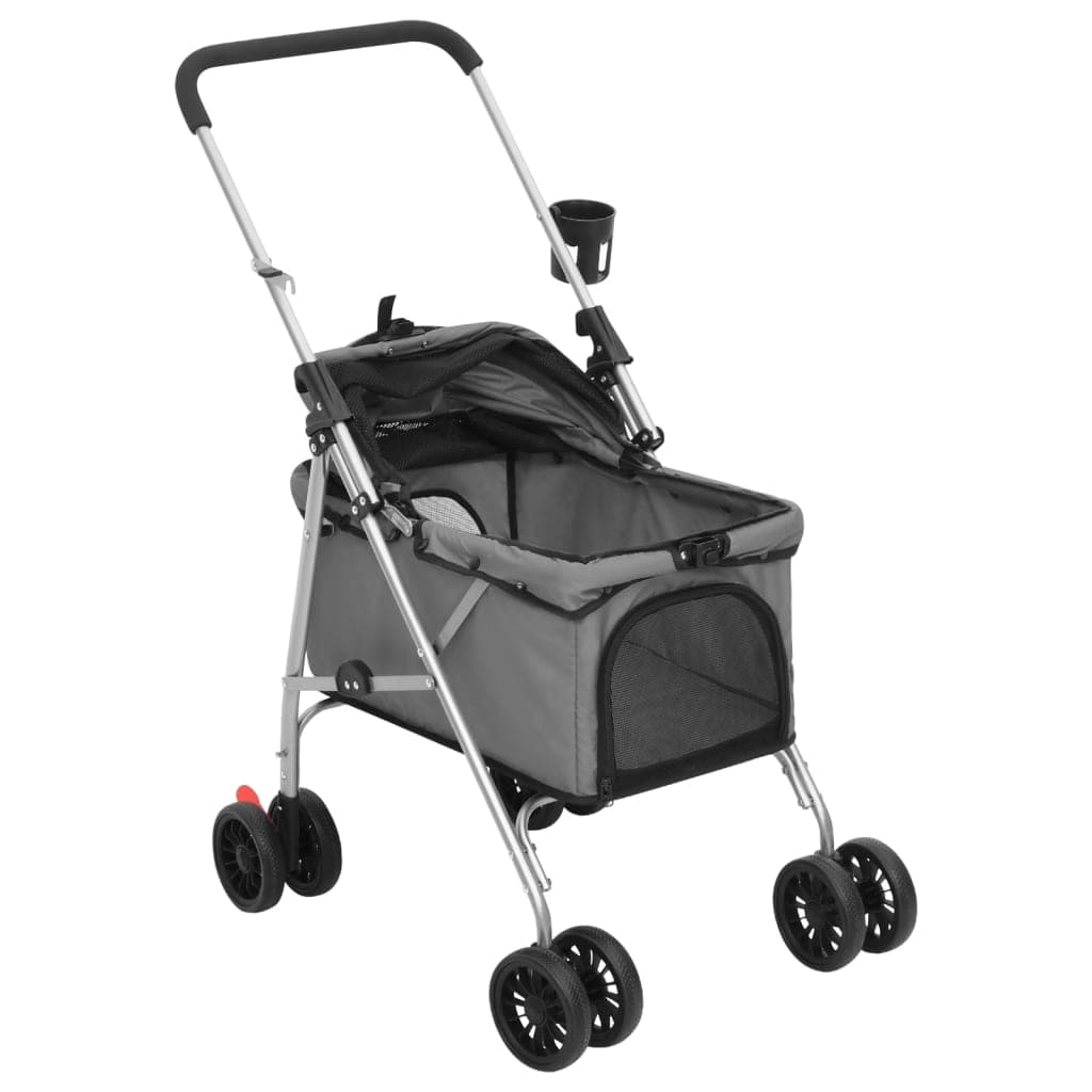 Passeggino Cani Pieghevole Grigio 76x50x100cm Tessuto Oxford — miniatura 3 di 11