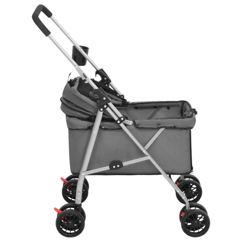 Passeggino Cani Pieghevole Grigio 76x50x100cm Tessuto Oxford — miniatura 4 di 11