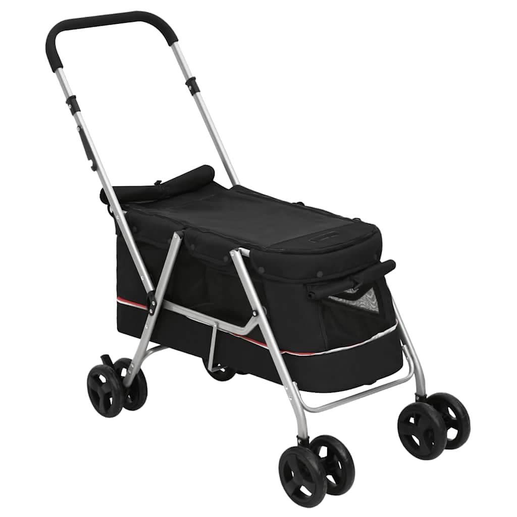 Passeggino per Cani Pieghevole Nero 100x49x96cm Tessuto di Lino — miniatura 2 di 11