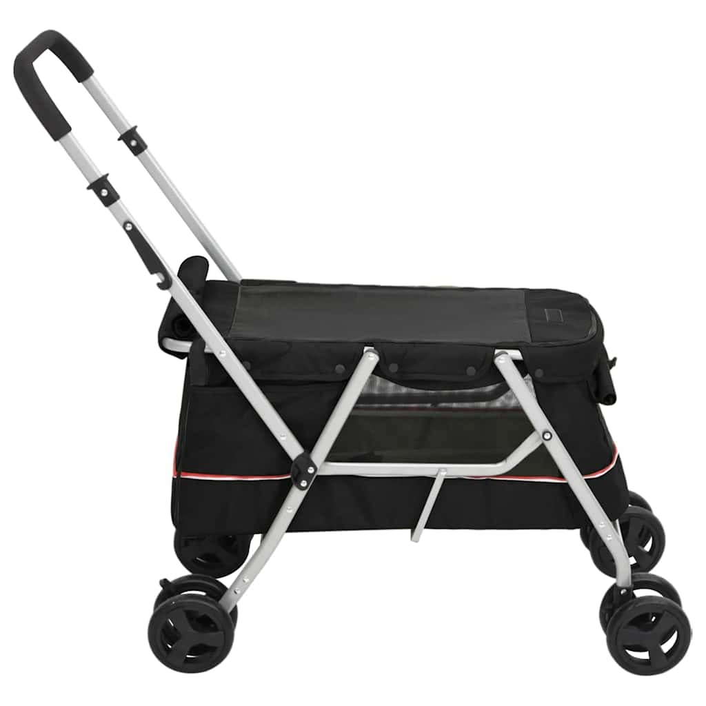Passeggino per Cani Pieghevole Nero 100x49x96cm Tessuto di Lino — miniatura 3 di 11