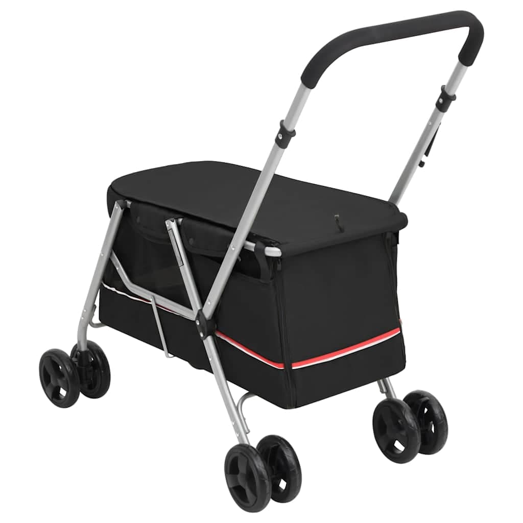 Passeggino per Cani Pieghevole Nero 100x49x96cm Tessuto di Lino — miniatura 4 di 11