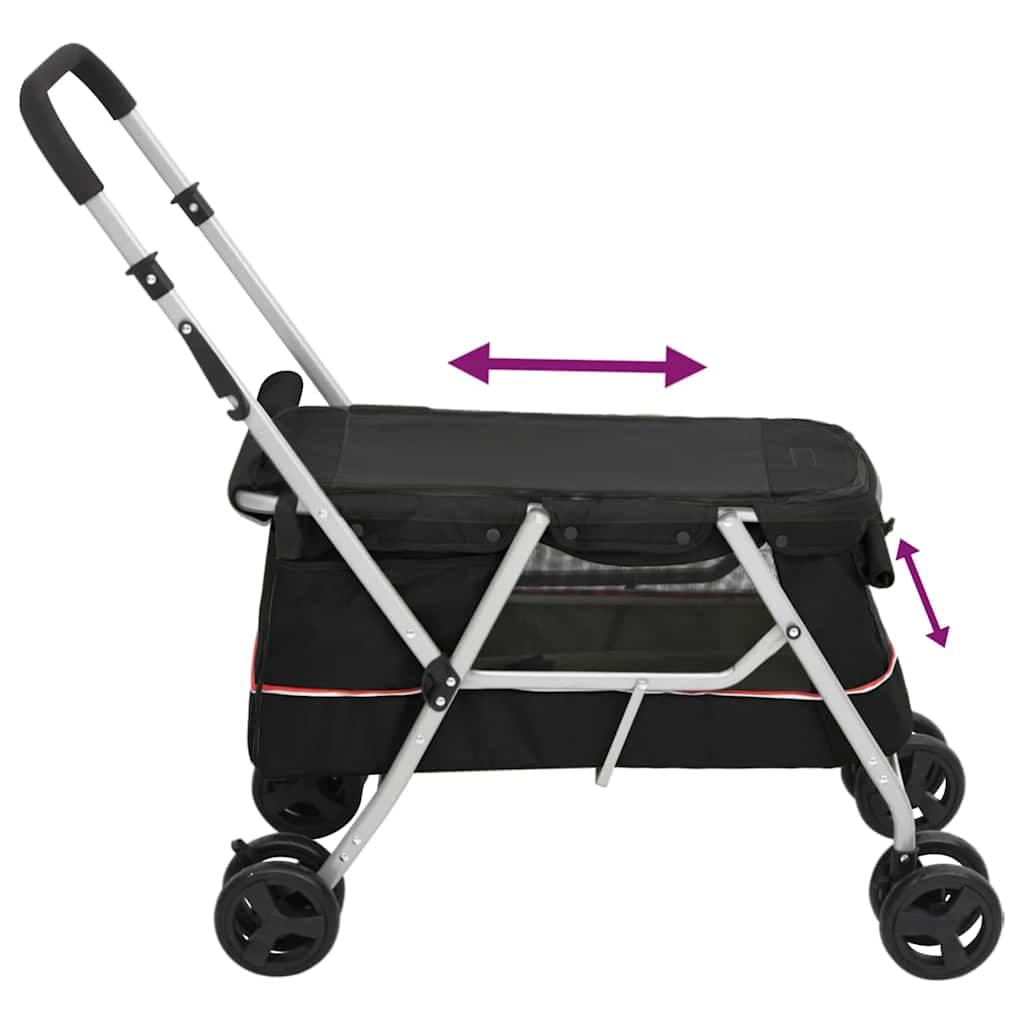 Passeggino per Cani Pieghevole Nero 100x49x96cm Tessuto di Lino — miniatura 5 di 11