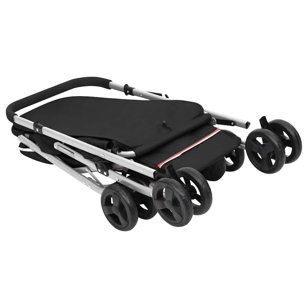 Passeggino per Cani Pieghevole Nero 100x49x96cm Tessuto di Lino — miniatura 6 di 11